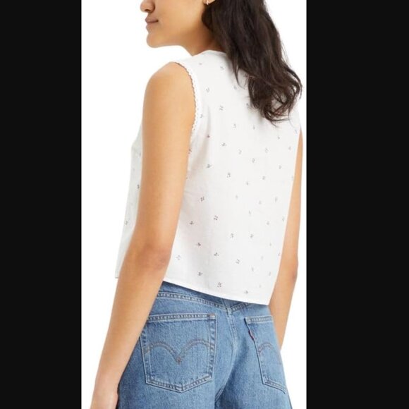 Levi's Lorelai floral print sleeveless button down top in white - Picture 2 of 3